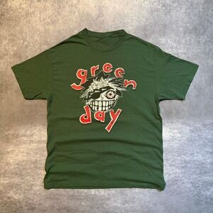 Green Day The Saviors Tour 2024 Green Graphic Band T-Shirt Mens Large Concert